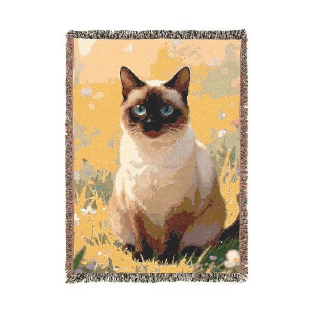 Siamese Cat Woven Throw Blanket