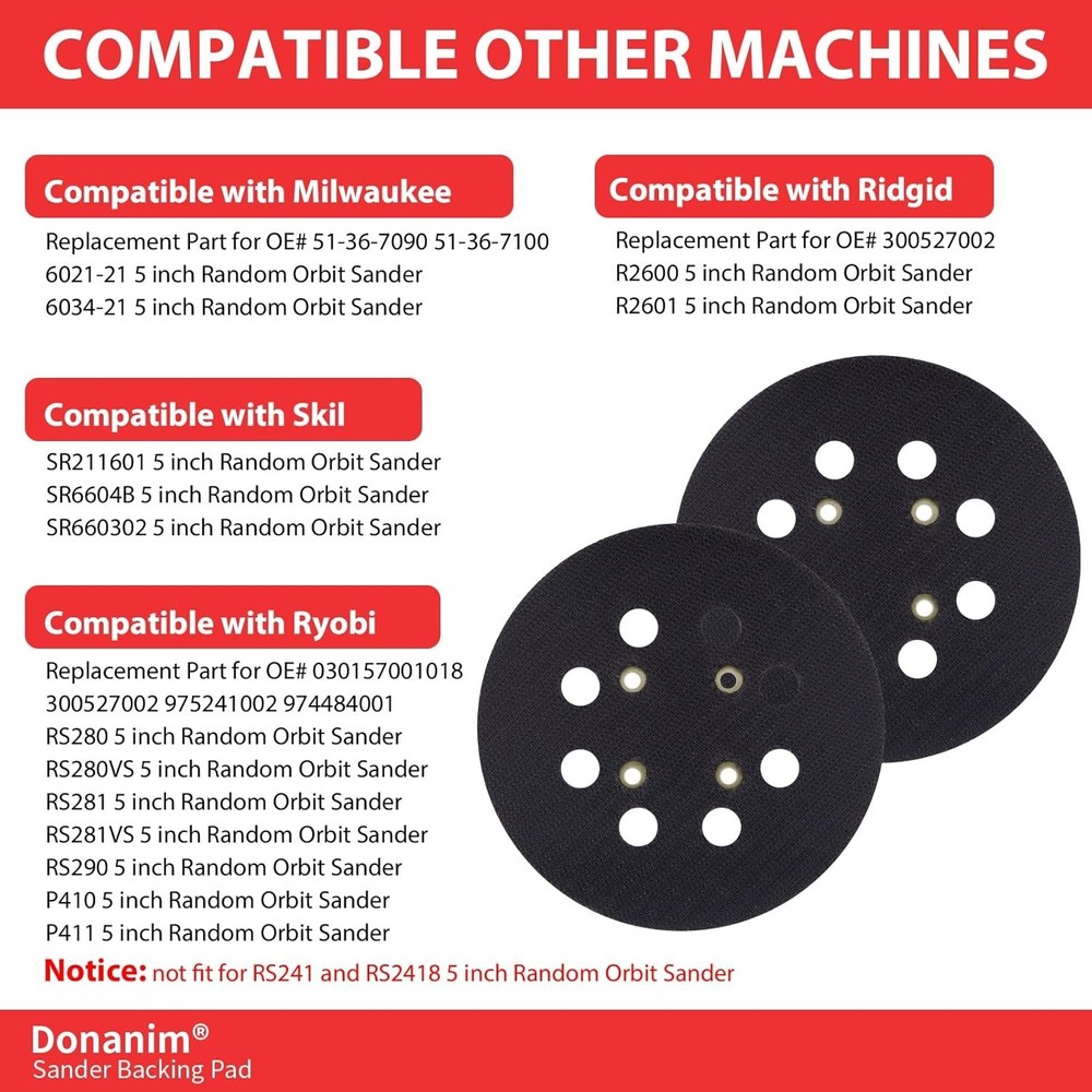 2 Pack 5" Hook & Loop Sander Pads for Craftsman, Reliable Vibration Reduction