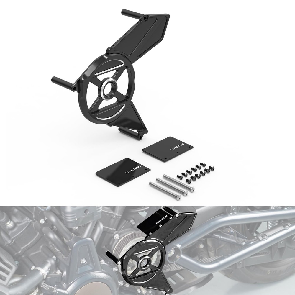 Black Transmission Sprocket Cover Sprocket Protector Aluminum Compatible with...