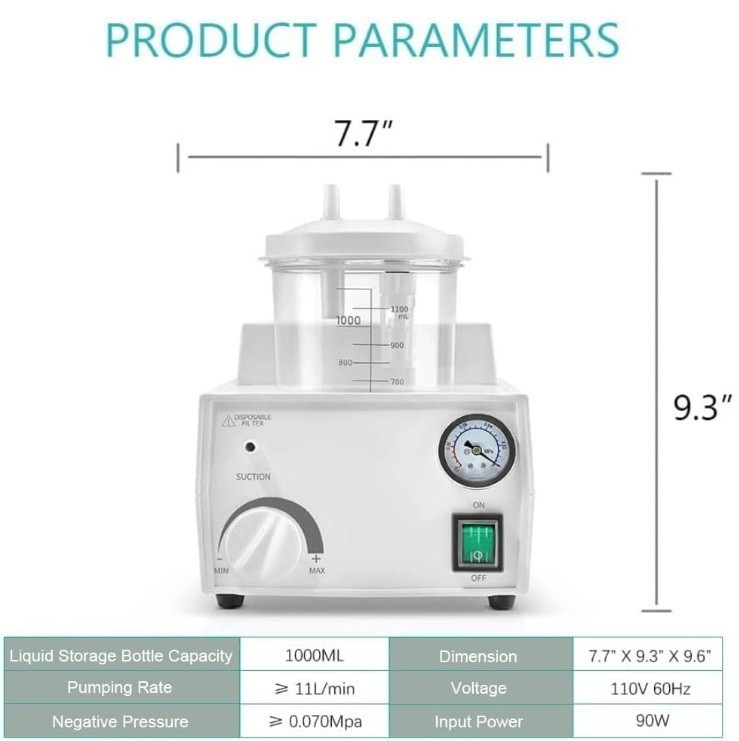 New 1000ml Portable Veterinary Suction Machine 110Vac