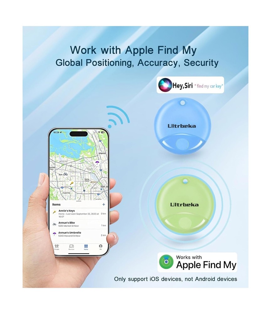 Ultrbeka Tracker 4 Pack Bluetooth Item Finder for iPhone – MFi Cert... Fas