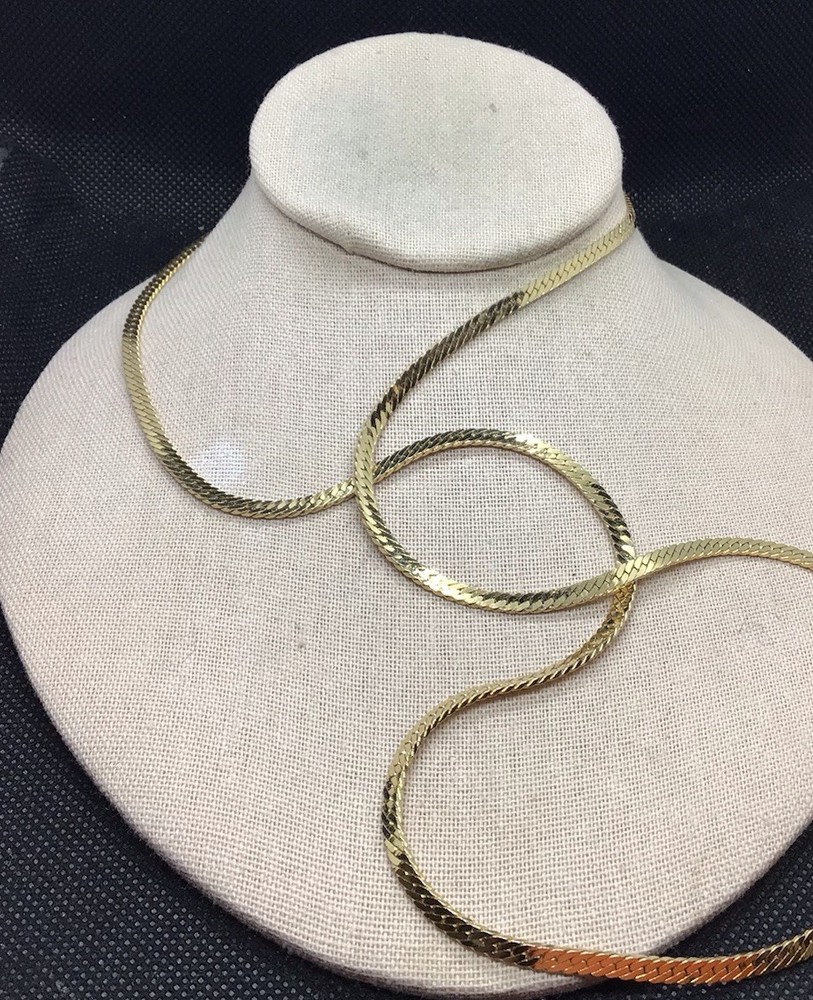 Vintage Gold Tone Costume Long Necklace 28" H249