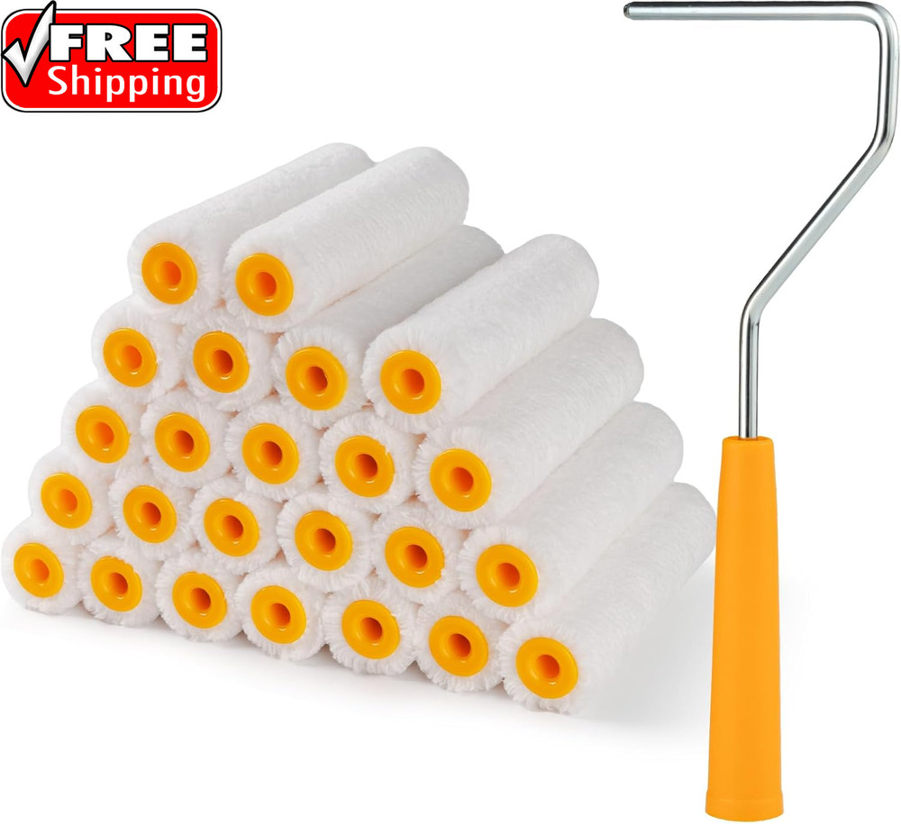 Paint Roller Covers, 24 Pieces, 4 Inch Paint Roller 6Mm Nap, Microfiber Paint Ro