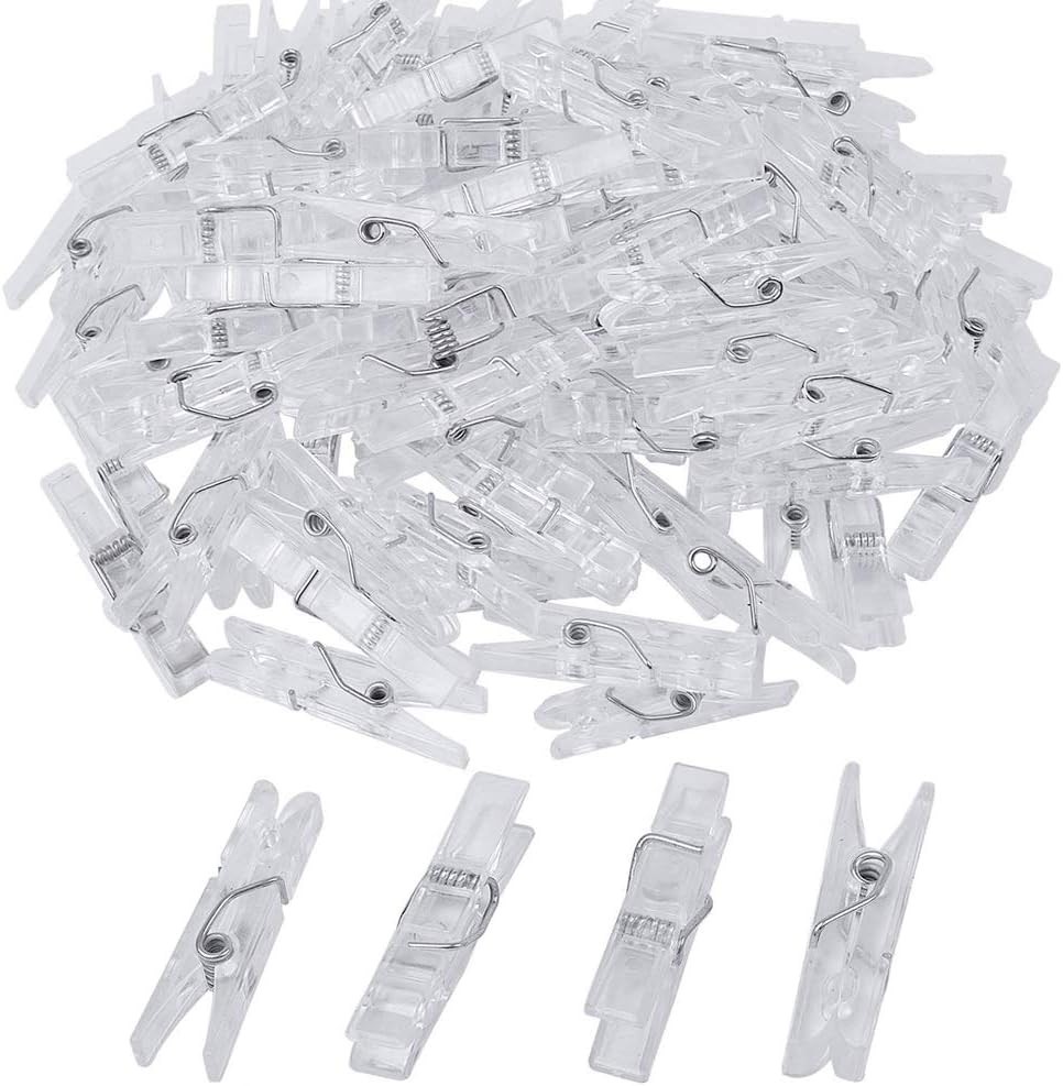 50PCS Clear Mini Spring Clips for Photos, Crafts & Laundry - Compact & Durable
