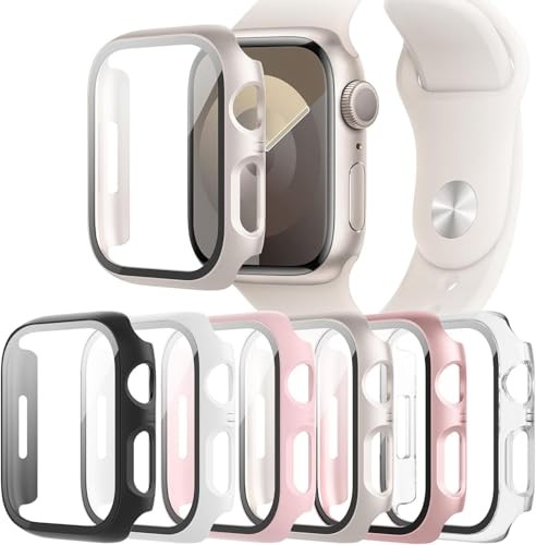 6-Pack Case Compatible 40mm Black/Transparent/Pink/White/Starlight/Rose Gold