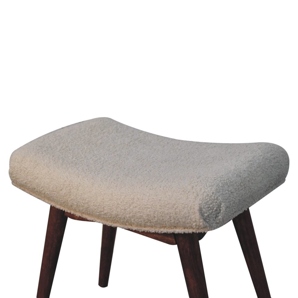Honey Caramel Bouclé Curved Bench