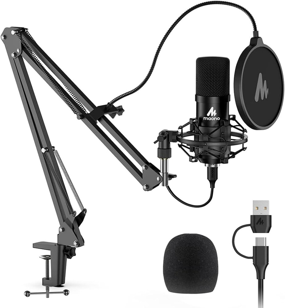 USB Microphone, 192KHZ/24Bit Plug & Play PC Computer Podcast Condenser Cardio...