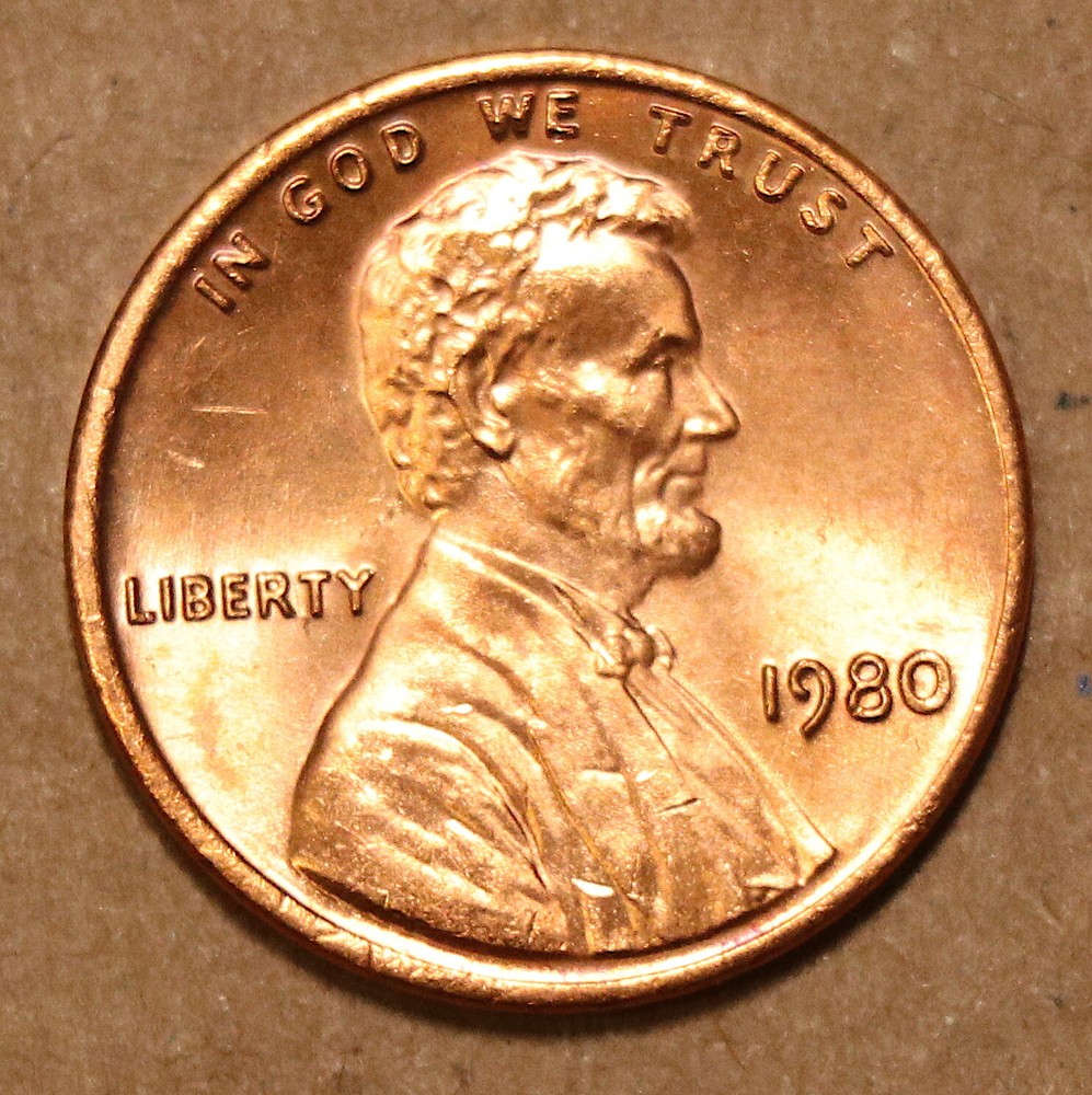 1980 Lincoln Memorial cents  BU