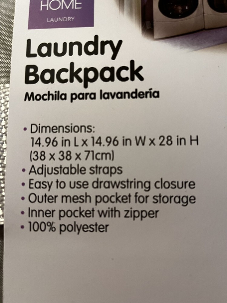 Laundry Backpack Bag Large Heavy Duty Laundry Hamper with Shoulder Straps Gray
