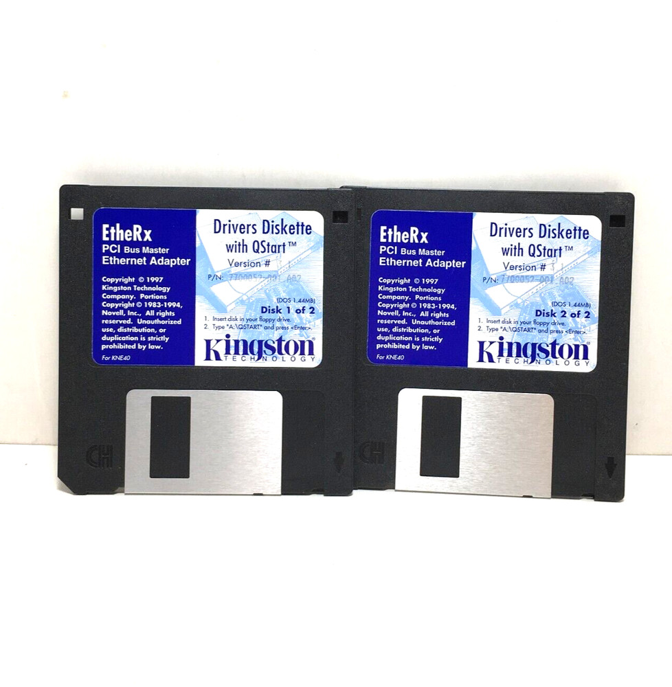 Kingston EtheRx PCI Ethernet Adapter KNE40BT instructions drivers diskettes
