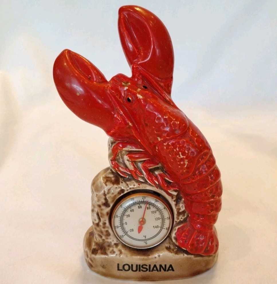 Louisiana Crawfish Lobster Souvenir Ceramic Desk Thermometer