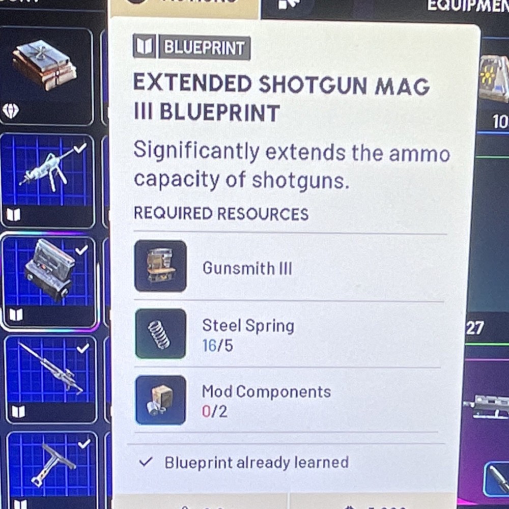 Extended Shotgun Mag III Blueprint Game Item