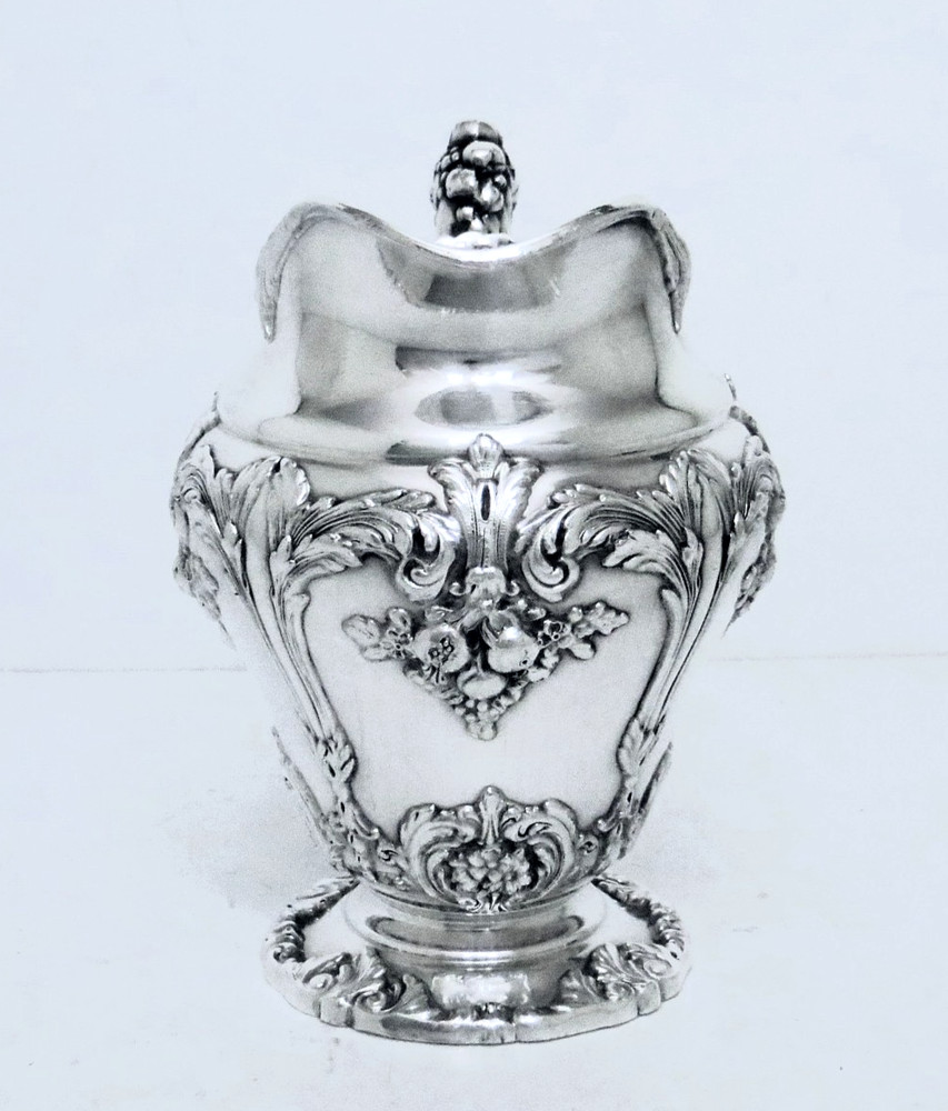 1951 REED & BARTON RENAISSANCE MIDCENTURY ROCOCO LIDDED SUGAR BOWL & CREAMER SET