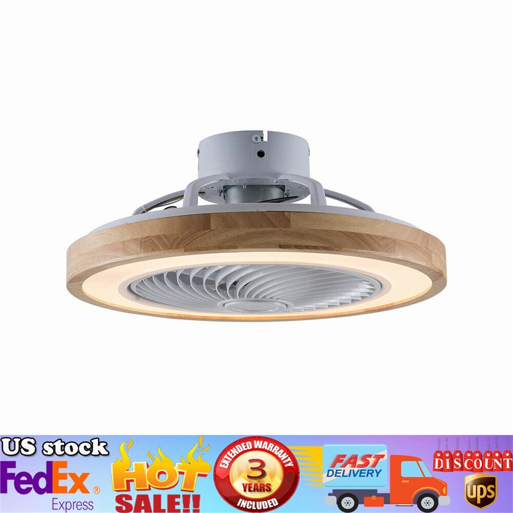 20" Modern Flush Mount Ceiling Fan Light LED Dimmable Chandelier Lamp W/ Remote