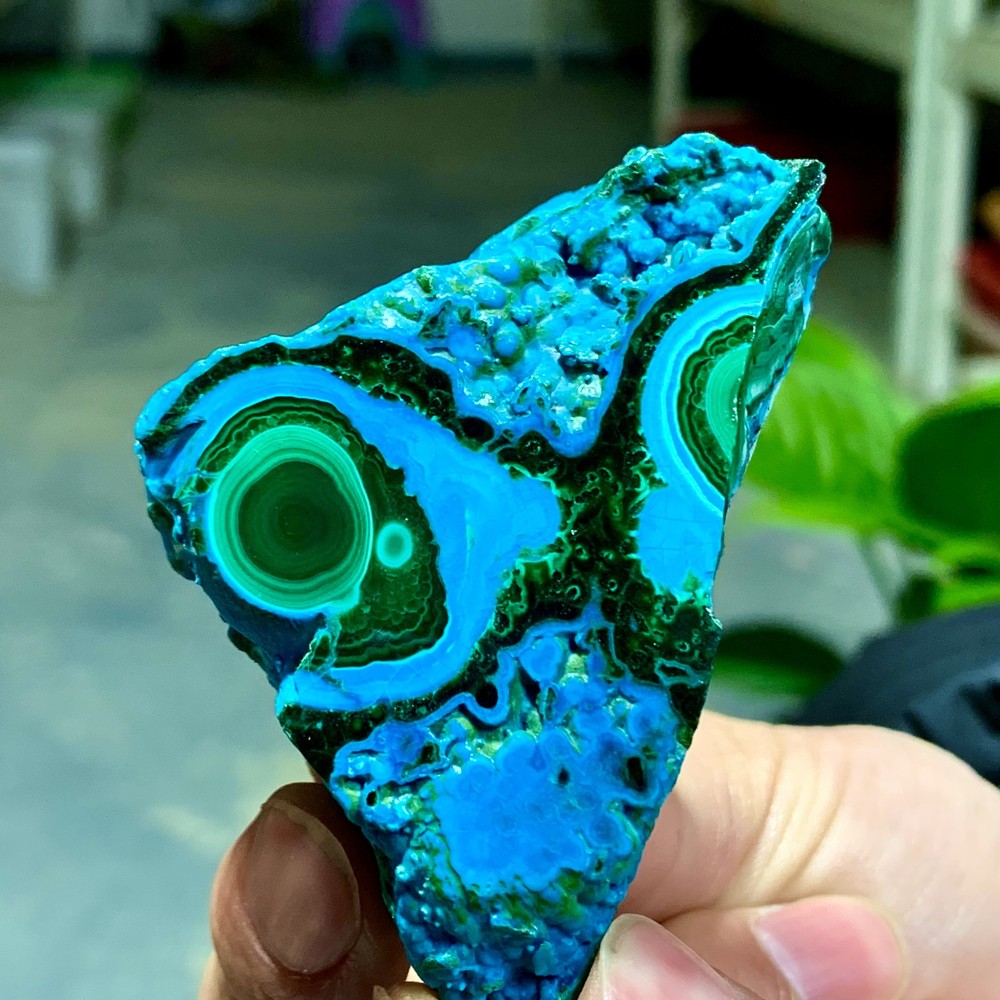 85G Natural Chrysocolla/Malachite transparent cluster rough mineral sample