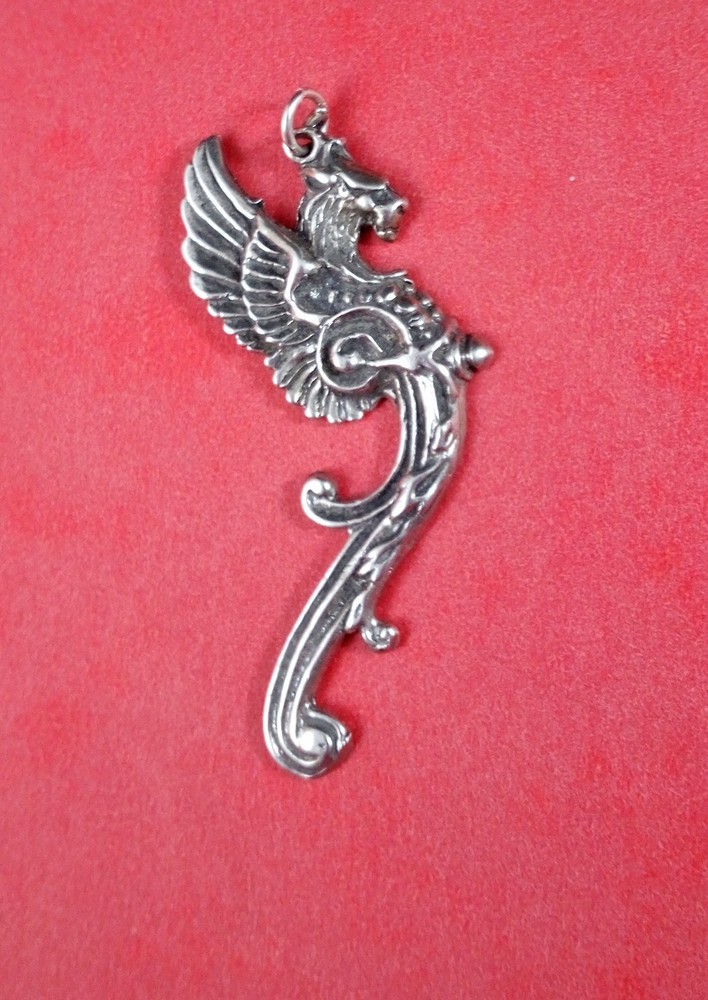 Sterling Silver  Large Sterling Silver Griffin Dragon Fantasy - Discontinued