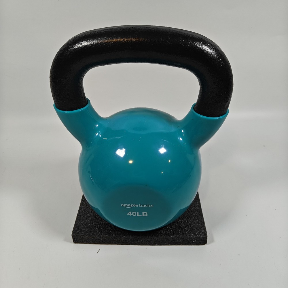 Vinyl Coated Cast Iron Kettlebell, 40 Lbs Amazon Basics, Blue