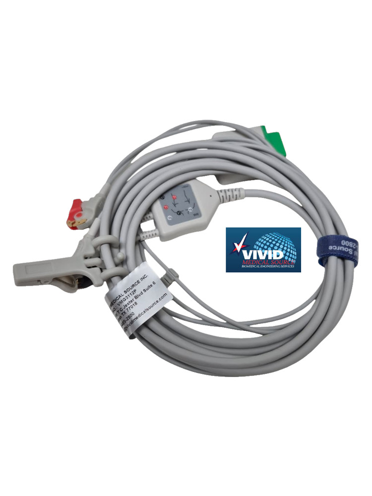 GE Dash One Piece ECG Cable 3 Leads Pinch AHA