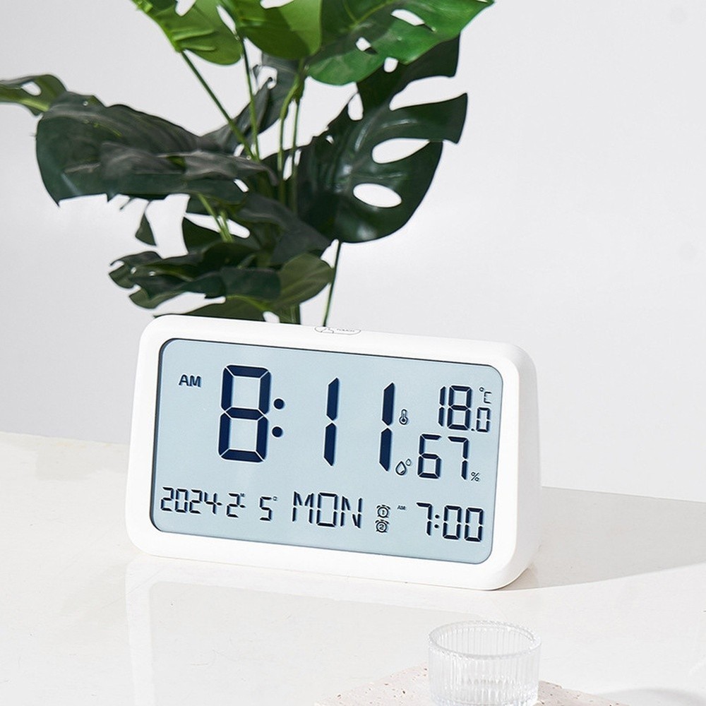Modern Desk Alarm Clock with Large LCD Screen and Adjustable Brightness