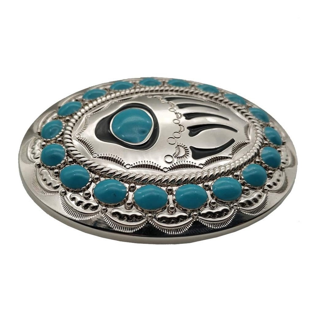 Xwest Native American Turquoise Bear Claw Belt Buckle 1.5inch,