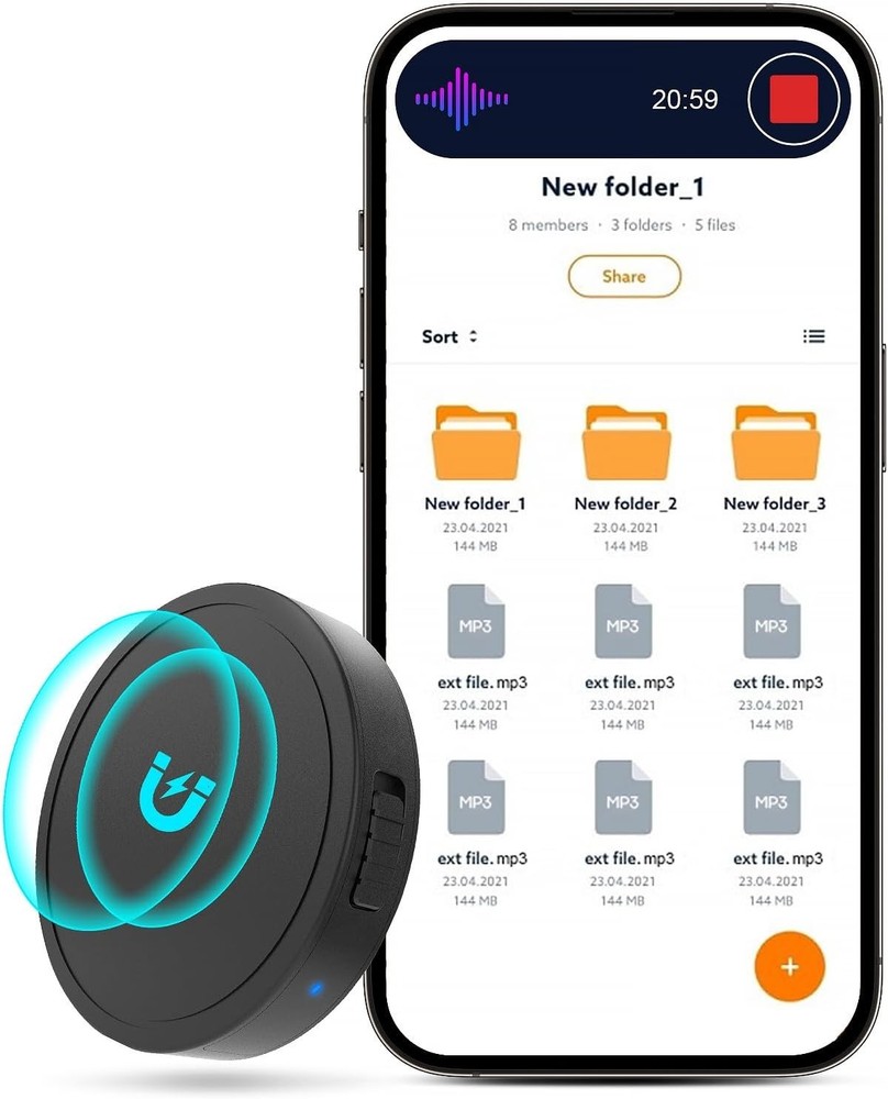 Magnetic Voice Activated Recorder, Recording Device MP3 Records 128G (1600 Hour)