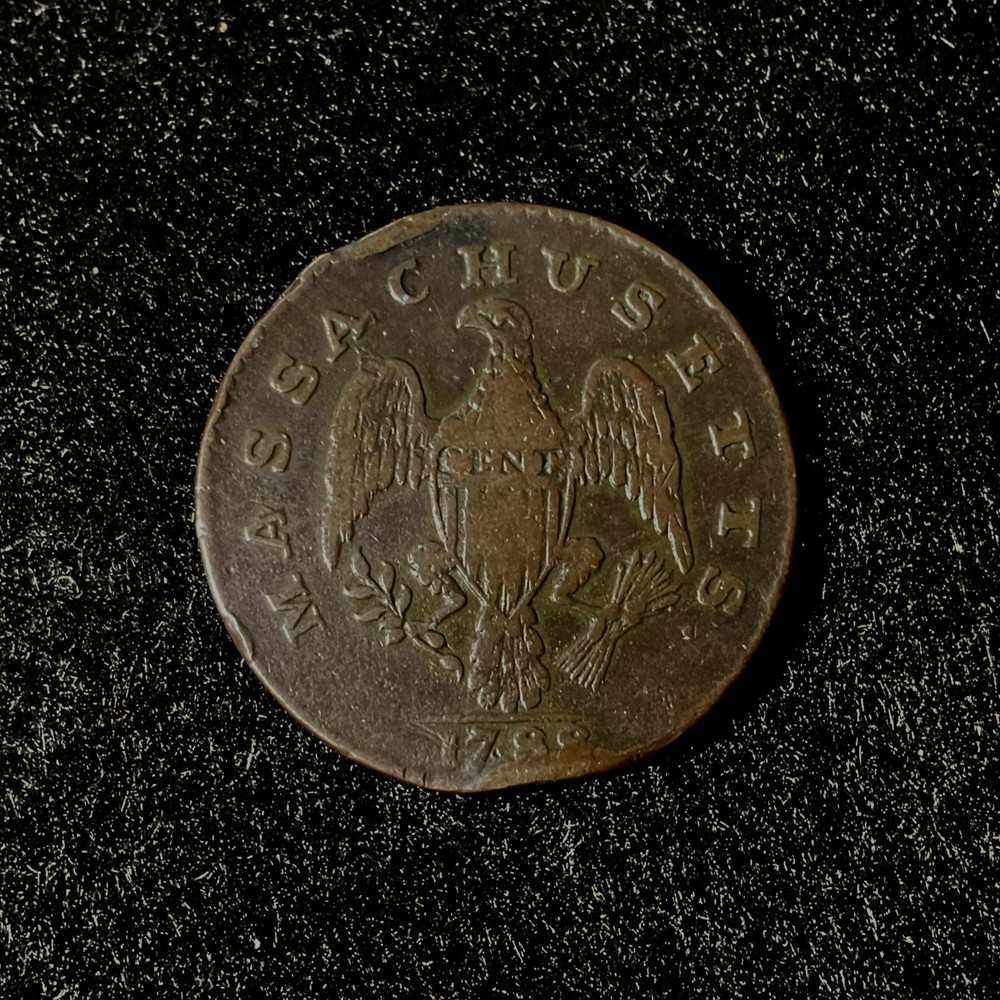1788 Massachusetts Cent, Copper Colonial coin.