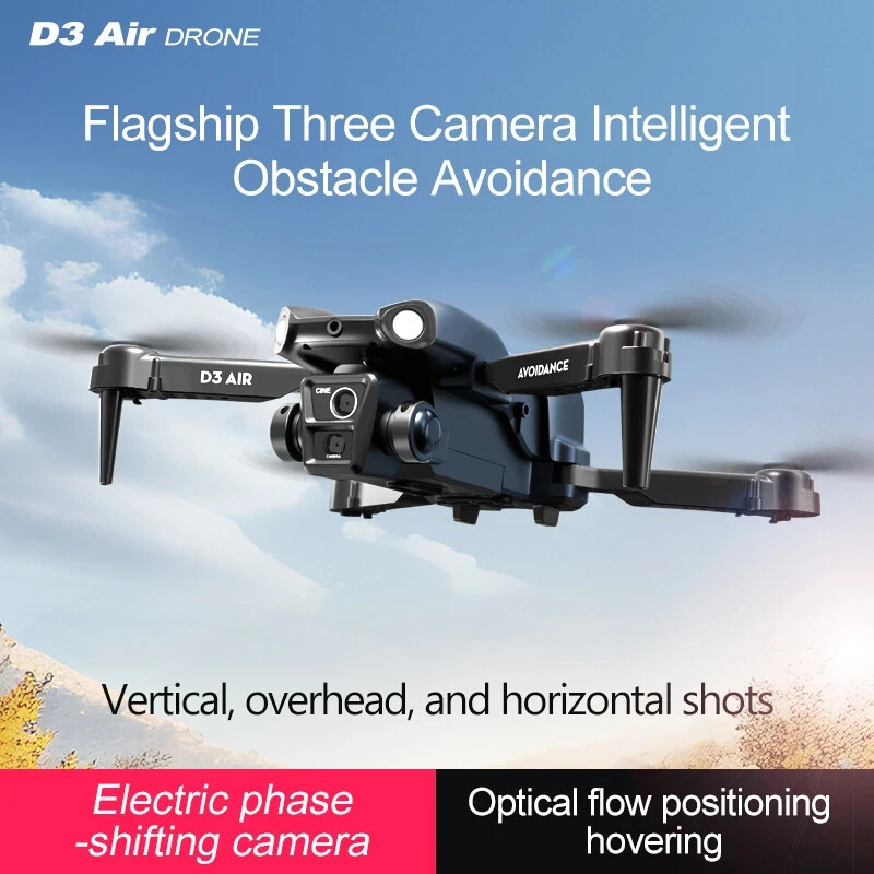 D3 RC Quadcopter Drone 4K WiFi FPV 3 Cameras Optical Flow Obstacle Avoidance