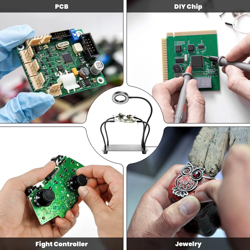 Helping Hands Soldering Station with 5X Magnifying Glass and Light, PCB Solde...