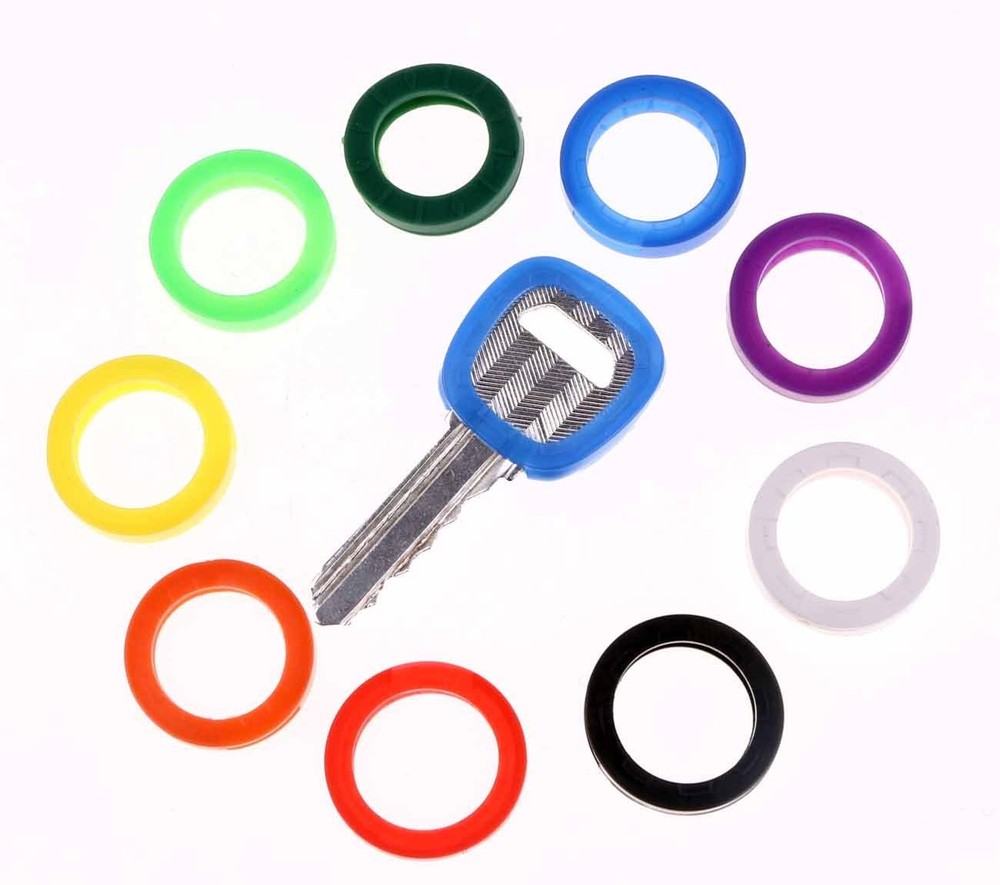 9 Pcs Plastic Key Caps Tags PVC Key Identifier Coding Sleeve Rings Label ID f...