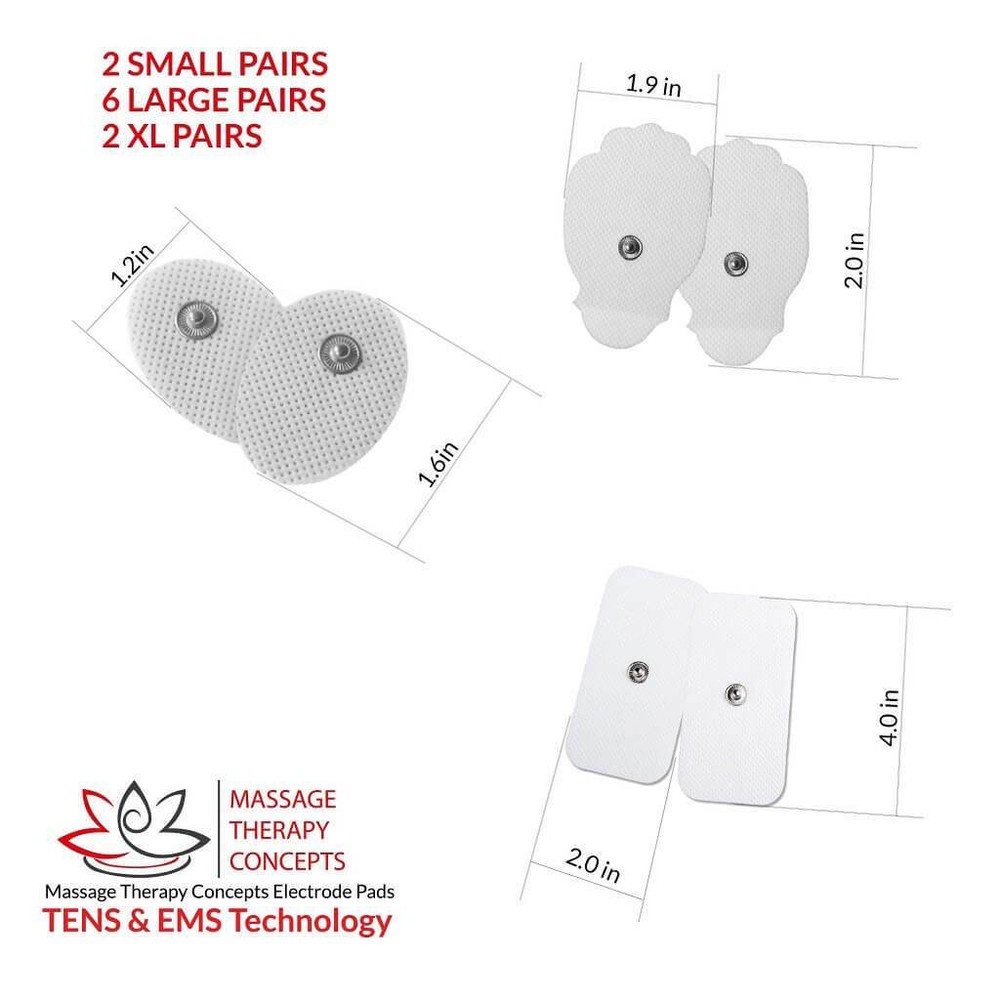 TENS Unit Snap-On - Combo Pack Electrode Pads - 10 Replacement Pairs