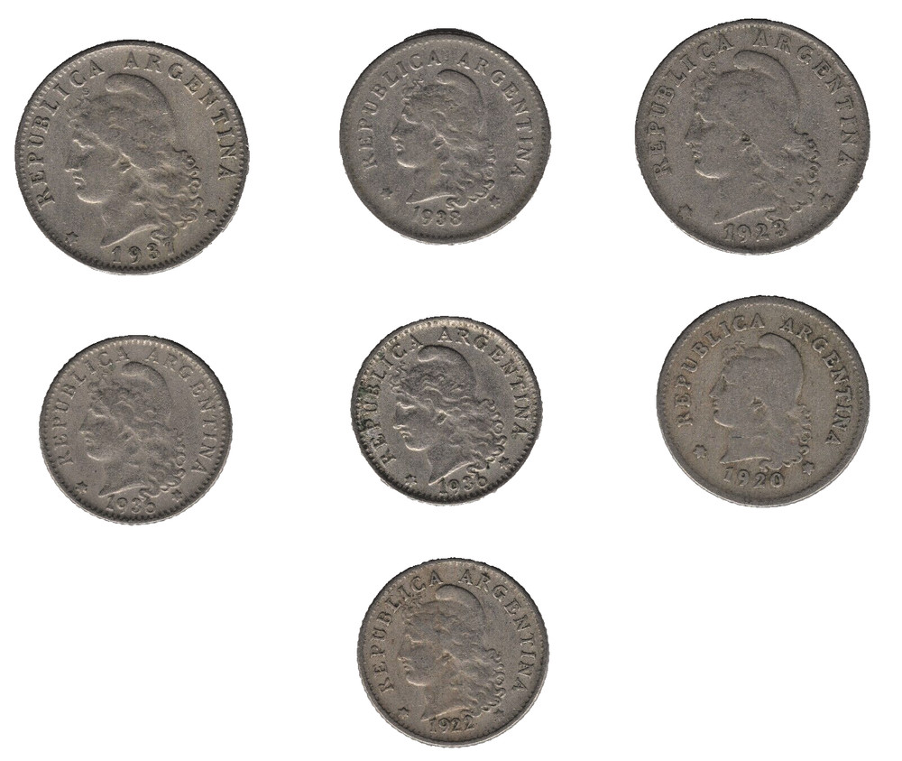 Argentina 5, 10 & 20 Centavos Coins – Bulk Lot x7 – Mixed Dates