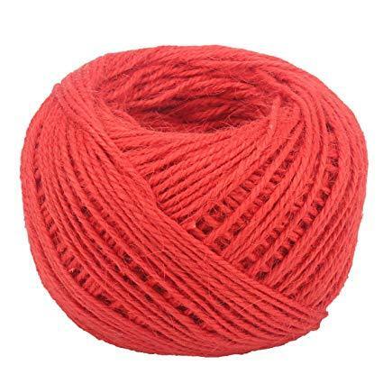 Jute 2mm Twine Cord Roll 50 mtrs - Red
