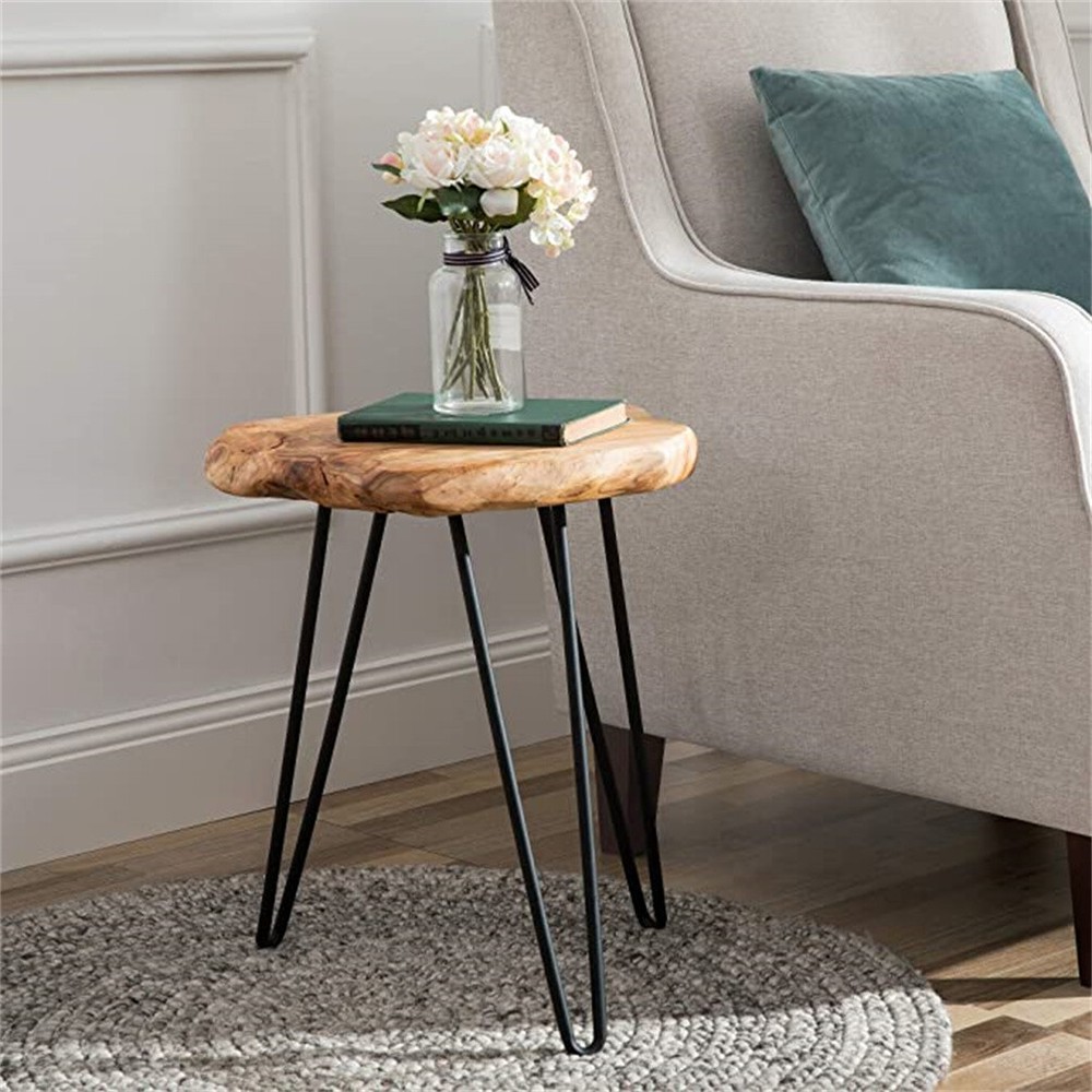 Cedar Roots Natural Edge End Table Wood Side Table Nightstand 13.5''x12''x17.4"H