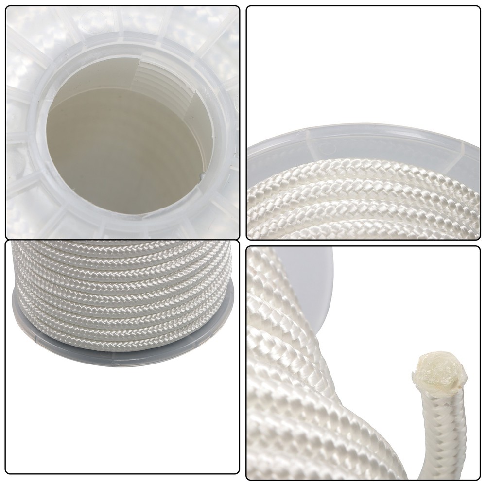 White 3/8 Inch Nylon Rope 100 Foot Spool 100% Nylon Solid Braid Rope Dyeable