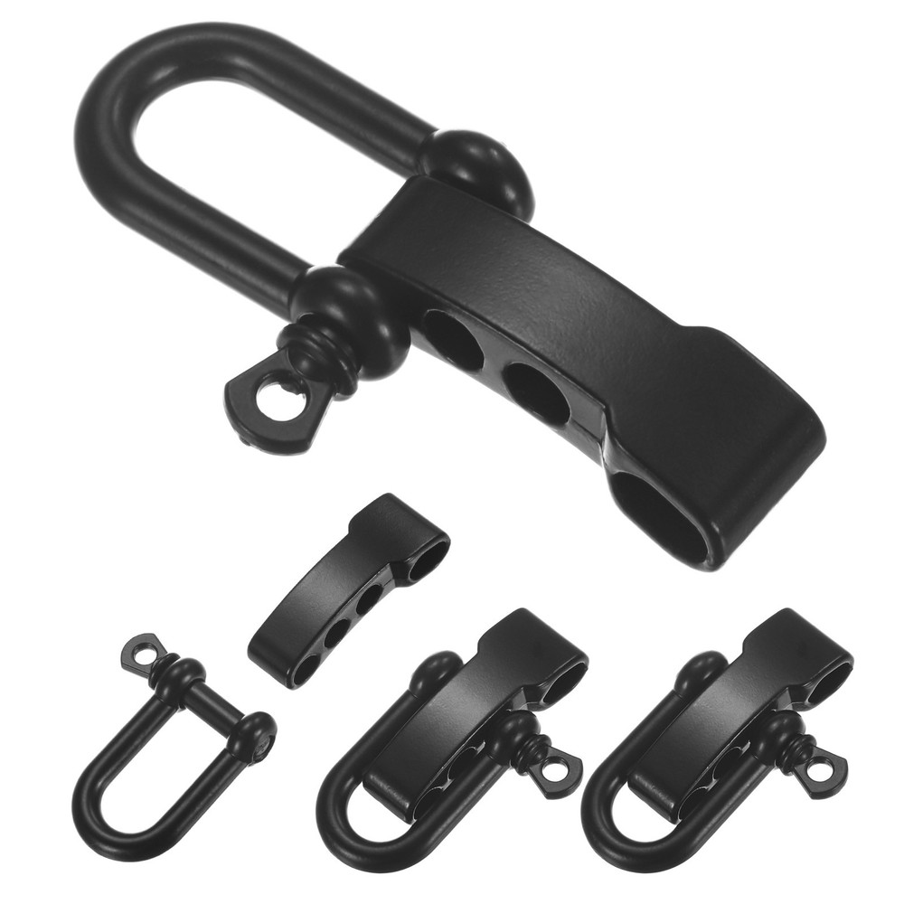 4-Pack Paracord Bracelet Shackle Buckle U Type [Black, Flat Head]