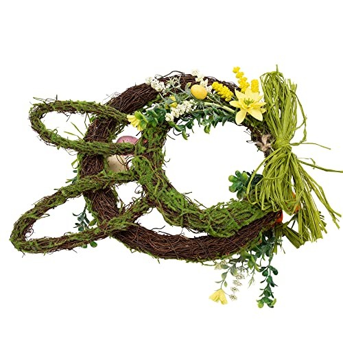 27 Inch Easter Wreath Artificial Easter Rabbit Wreath Pastel Eggs & Flowers
