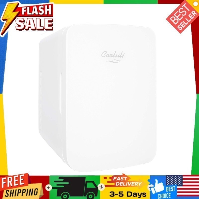 10 L Mini Fridge Cooler Warmer Refrigerator W/ Glass Front Portable Office White