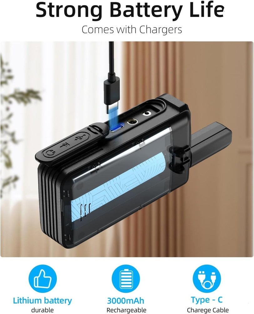 Wireless Intercom System Home Walkie Talkie Long Range Rechargeable Battery