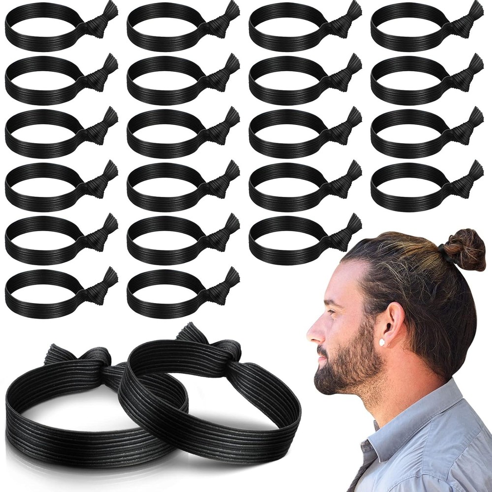 36 Pcs Knotted Flat Elastic Hair Ties for Men - No Crease Breakage Ponytail...