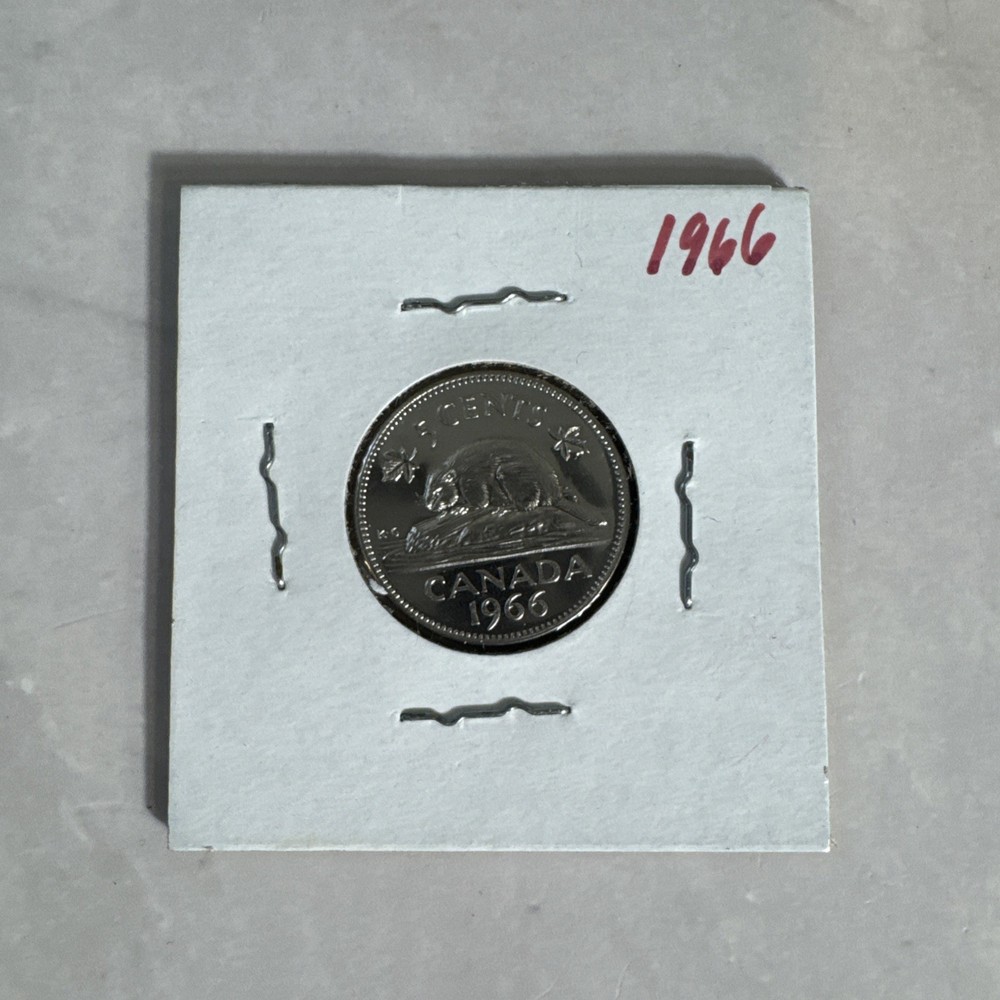 1966 Canadian Proof-Like Beaver & Elizabeth II Five Cent Coin!