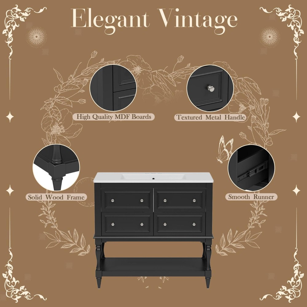 Freestanding 36'' Bathroom Vanity Set with Undermount Sink & Ample Storage,