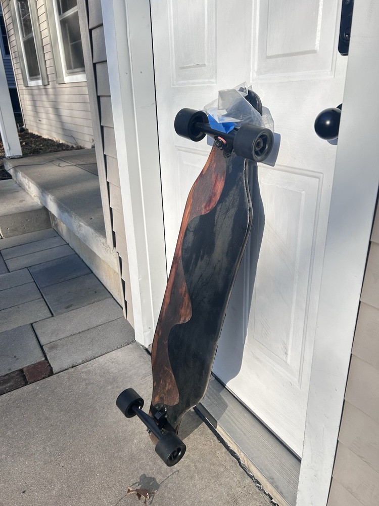 Custom Made Longboard with Black Grip Tape, Trucks and Wheels