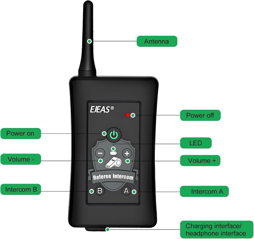 Bluetooth Football Soccer Referee Intercom Conmmunication System for 4 User