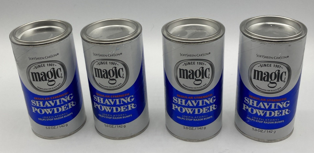 Lot of 4 Magic Shaving Powder Regular Strength 5oz SoftSheen Carson New