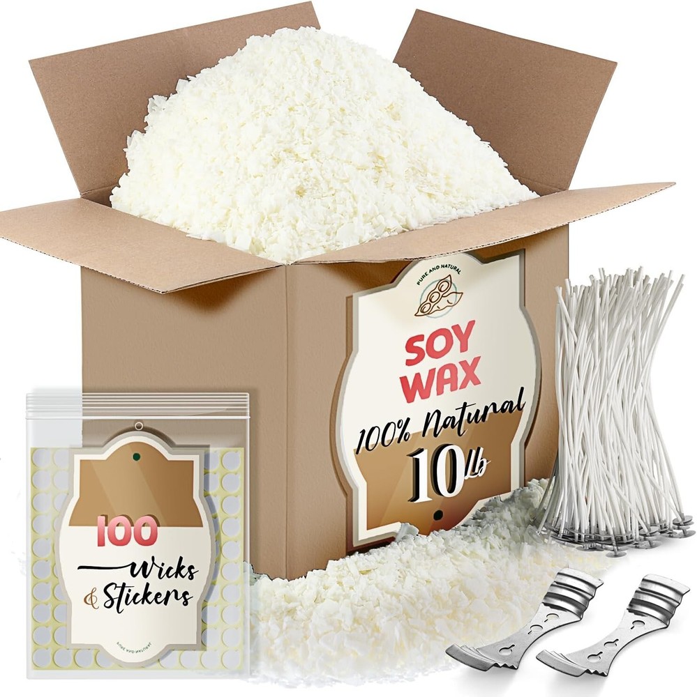 All-in-One Soy Candle Making Supplies: 10 lbs Wax, Wicks & Centering Tools