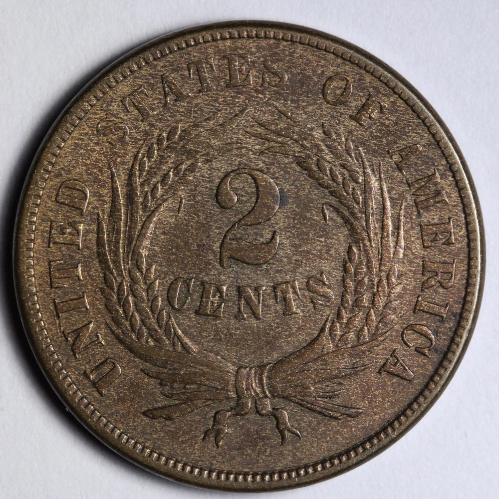 1866 Two Cent Piece AU E212 ASEV