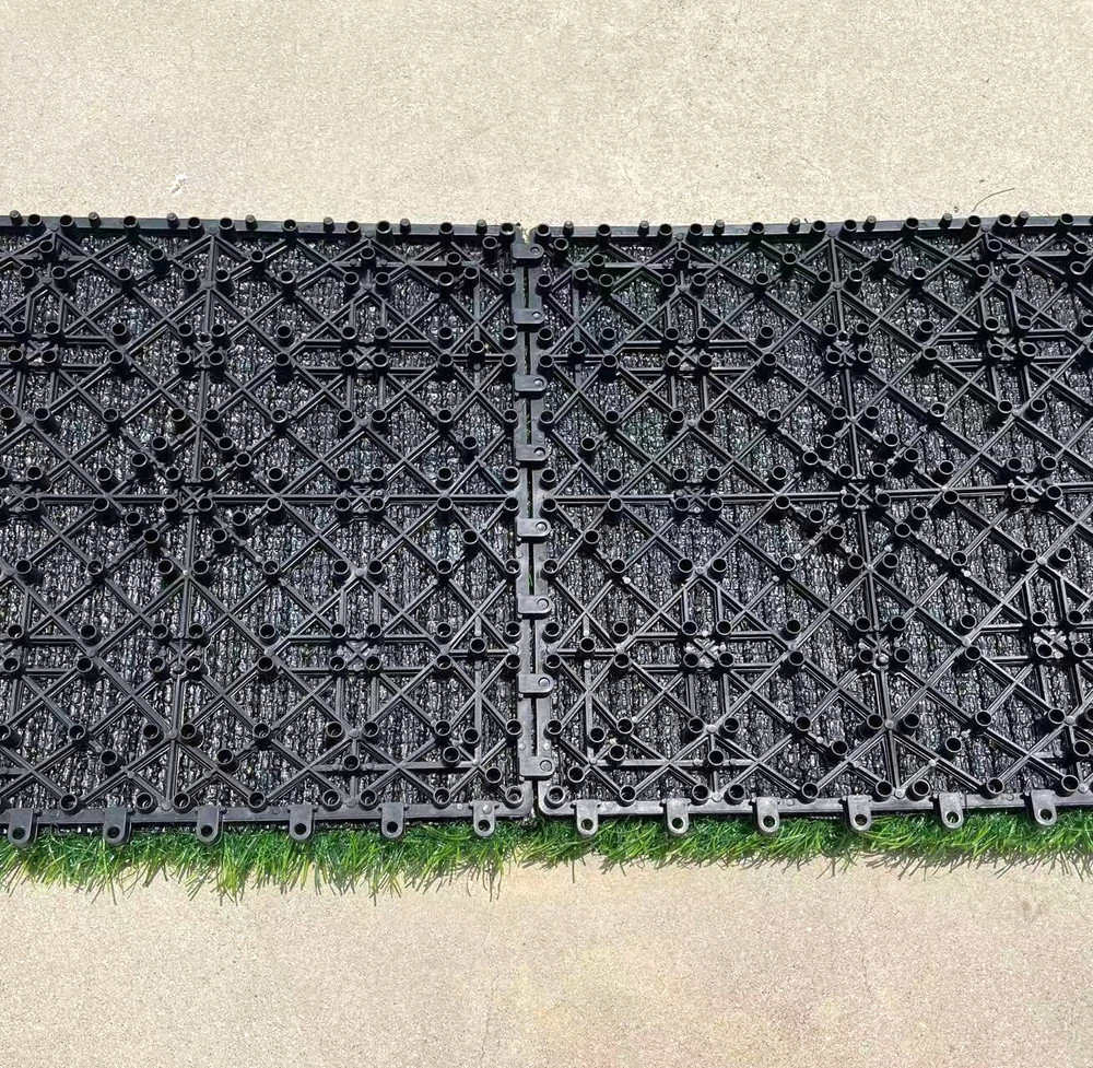 2 pc Artificial Grass Tile Interlocking Deck Turf Square 12x12 in/outdoor decor