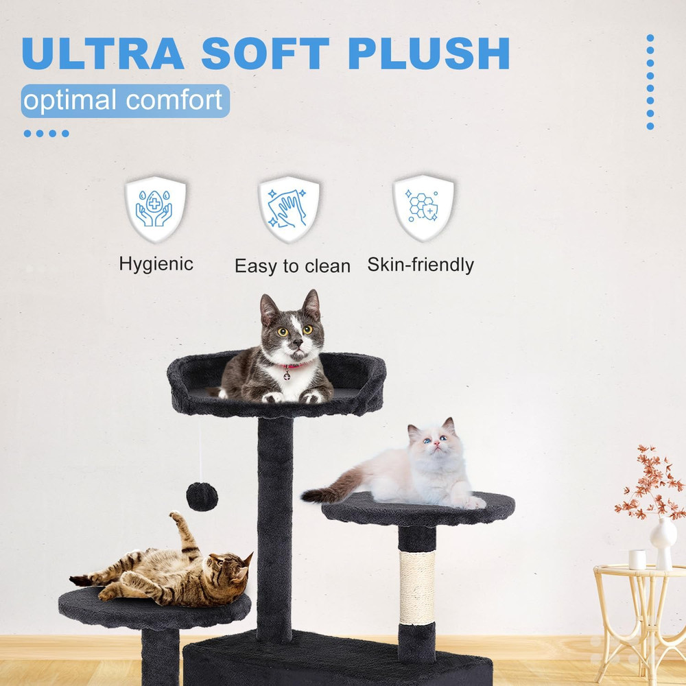| 54" Cat Tree Tower | Dark Gray | Multi-Level Indoor Activity Center with Sisal