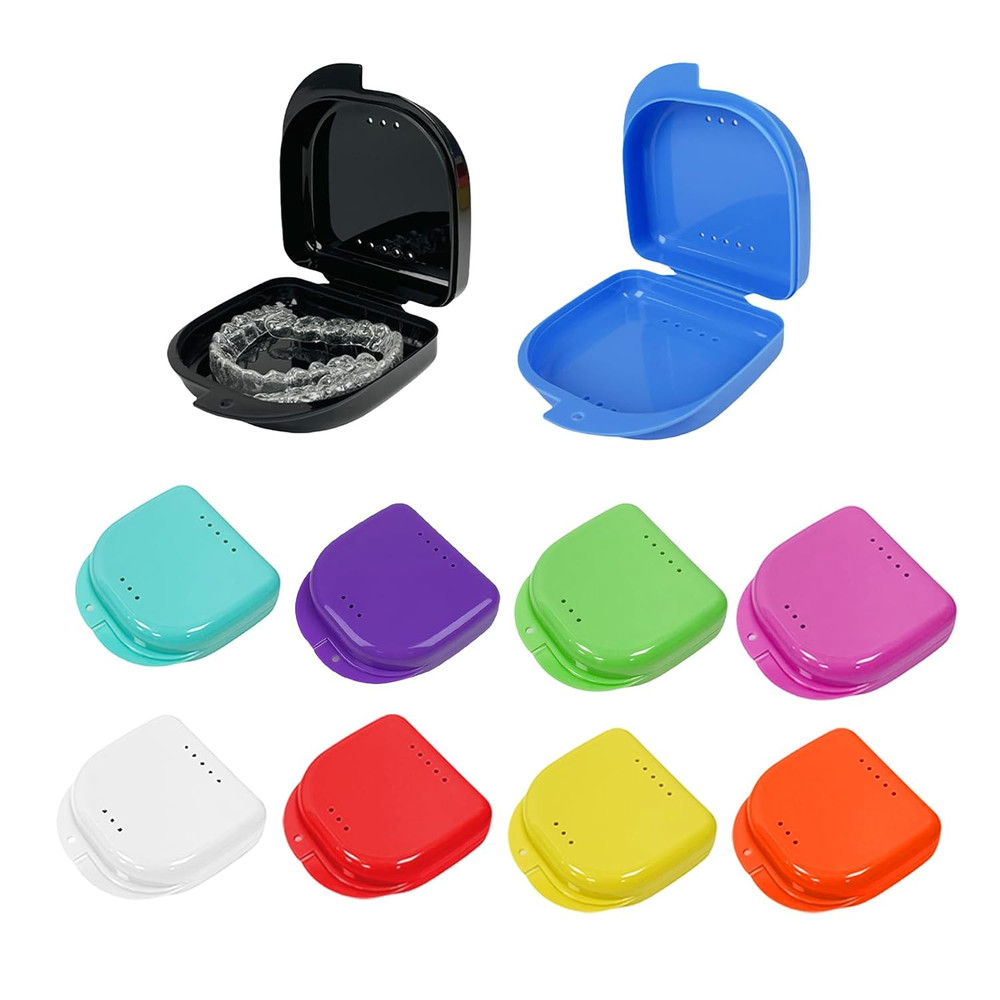 10 Pack Retainer Case,Dental Retainer Box with Vent Holes,Multicolor Storage Con