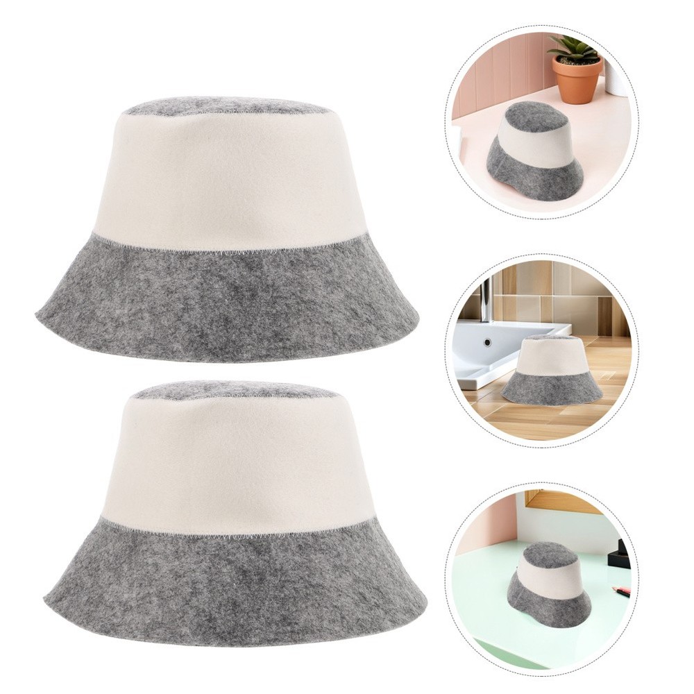 2pcs Sauna Bucket Hat Felt Heat Insulation Cap For Steam Room Bath Accessories